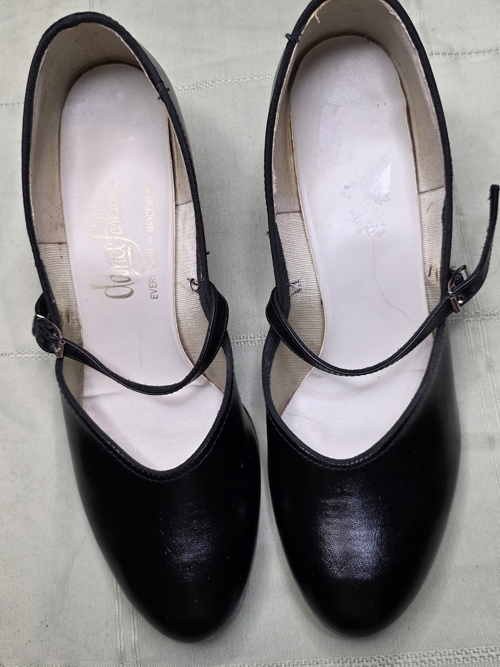 Vintage Dance Fashions Black Leather Professional Tap Shoes Mary Jane 8.5N